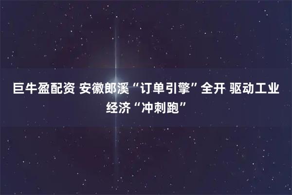 巨牛盈配资 安徽郎溪“订单引擎”全开 驱动工业经济“冲刺跑”