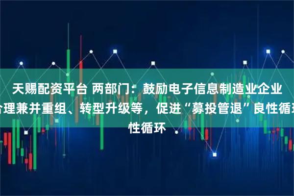 天赐配资平台 两部门：鼓励电子信息制造业企业合理兼并重组、转型升级等，促进“募投管退”良性循环