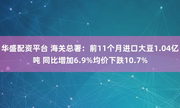 华盛配资平台 海关总署：前11个月进口大豆1.04亿吨 同比增加6.9%均价下跌10.7%